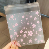 100pcs Transparent Flower Image Packaging Bags Self-adhesive Plastic Bag