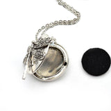 Antique Silver Dragonfly Aromatherapy Pendant Necklace