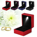 LED Lighted Ring Storage Box Jewelry Display Case Gift Wedding Ring Boxes