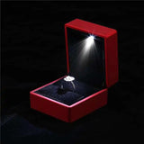 LED Lighted Ring Storage Box Jewelry Display Case Gift Wedding Ring Boxes