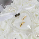 Heart Shape Ring Pillow Cushion Rose Flowers Jewelry Case