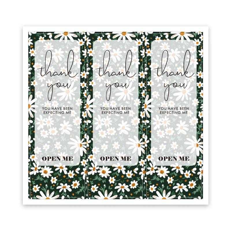 75PCS Rectangle Flower Thank You Stickers Waterproof Seal Label