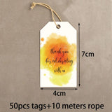 50pcs 4x7cm Thank You Tags Wedding Birthday Party Favors