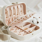 Portable Jewelry Organizer Button Leather Storage Zipper