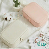 Portable Jewelry Organizer Button Leather Storage Zipper