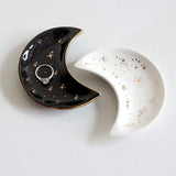 Nordic Ceramic Moon Shape Jewelry Dish Earrings Necklace Ring Storage Tray