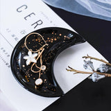 Nordic Ceramic Moon Shape Jewelry Dish Earrings Necklace Ring Storage Tray
