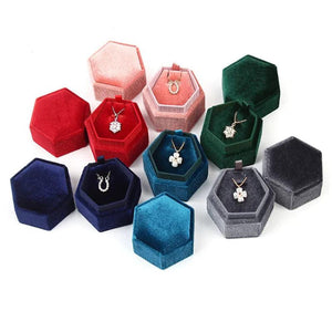 Colorful Hexagon Flannelette Ring Box for Wedding & Engagement