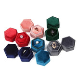 Colorful Hexagon Flannelette Ring Box for Wedding & Engagement