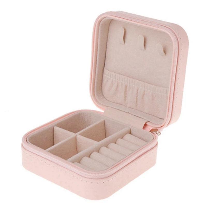 Pink Travel Jewelry Storage Case for Earrings Necklace