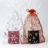 50pcs Snowflake Gilded Organza Christmas Gift/Jewelry/Candy Yarn Bag
