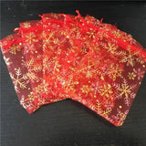50pcs Snowflake Gilded Organza Christmas Gift/Jewelry/Candy Yarn Bag