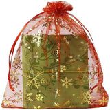50pcs Snowflake Gilded Organza Christmas Gift/Jewelry/Candy Yarn Bag