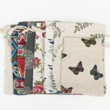 5pcs Vintage Printing Cotton Organza Bags 10x14 13x18 15x20cm