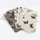 5pcs Vintage Printing Cotton Organza Bags 10x14 13x18 15x20cm