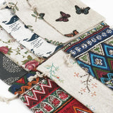 5pcs Vintage Printing Cotton Organza Bags 10x14 13x18 15x20cm