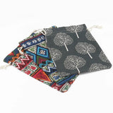 5pcs Vintage Printing Cotton Organza Bags 10x14 13x18 15x20cm