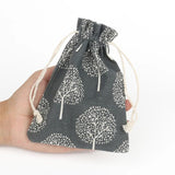 5pcs Vintage Printing Cotton Organza Bags 10x14 13x18 15x20cm