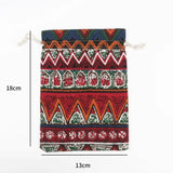 5pcs Vintage Printing Cotton Organza Bags 10x14 13x18 15x20cm