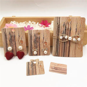 100Pcs Wood Grain Jewelry Display Cards for Earrings