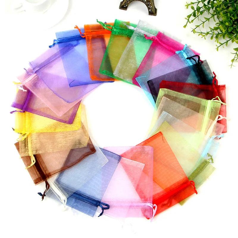 50pcs Butterfly Organza Drawstring Pouch Wedding Bag 7x9cm 9x12