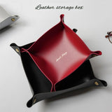 PU Leather Valet Trinket Folding Tray Desktop Storage Box