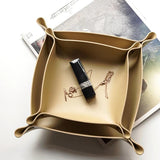 PU Leather Valet Trinket Folding Tray Desktop Storage Box