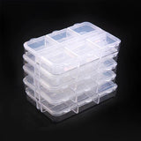 2pcs Clear Plastic Storage Box 7.5*5*1.1cm 6 slots Compartment Jewelry Findings