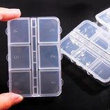 2pcs Clear Plastic Storage Box 7.5*5*1.1cm 6 slots Compartment Jewelry Findings