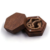 Personalized Walnut Hexagon Rustic Wood Ring Box