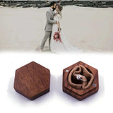 Personalized Walnut Hexagon Rustic Wood Ring Box