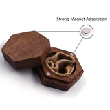 Personalized Walnut Hexagon Rustic Wood Ring Box