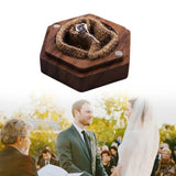 Personalized Walnut Hexagon Rustic Wood Ring Box