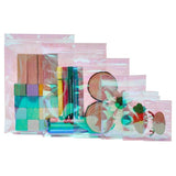 50pcs Holographic Rainbow Film Zip Lock Bags Snack Candy Nail Beauty Pouches