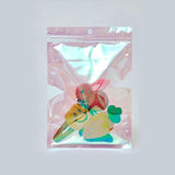 50pcs Holographic Rainbow Film Zip Lock Bags Snack Candy Nail Beauty Pouches
