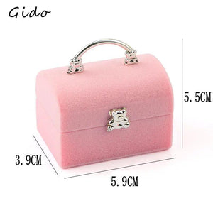 Velvet Small Ring Jewelry Box Wedding Lovey Bear Container Case