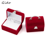 Velvet Small Ring Jewelry Box Wedding Lovey Bear Container Case