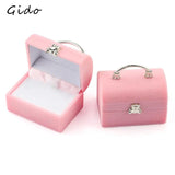 Velvet Small Ring Jewelry Box Wedding Lovey Bear Container Case