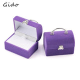 Velvet Small Ring Jewelry Box Wedding Lovey Bear Container Case