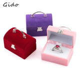 Velvet Small Ring Jewelry Box Wedding Lovey Bear Container Case