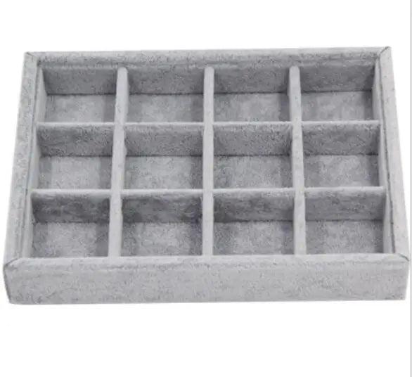 Grey Stackable Jewelry Organizer Trays Earring Bracelet Necklace Display Case