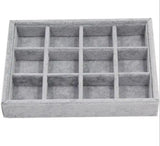 Grey Stackable Jewelry Organizer Trays Earring Bracelet Necklace Display Case