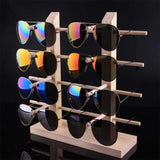 Wood Sunglass Display Holder Double Linen Glass Showcase
