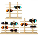Wood Sunglass Display Holder Double Linen Glass Showcase