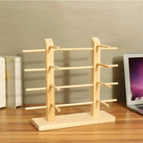 Wood Sunglass Display Holder Double Linen Glass Showcase