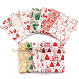 Christmas Burlap Bags 10x14 13x18cm Jewelry Packaging Pouches 5Pcs/Lot