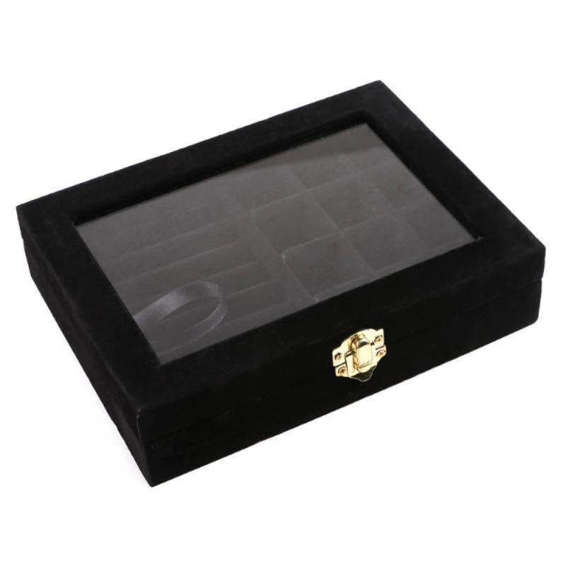 Velvet Earring Ring Jewelry Display Organizer Box Tray Holder