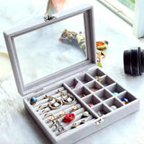 Velvet Earring Ring Jewelry Display Organizer Box Tray Holder