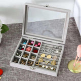 Velvet Earring Ring Jewelry Display Organizer Box Tray Holder