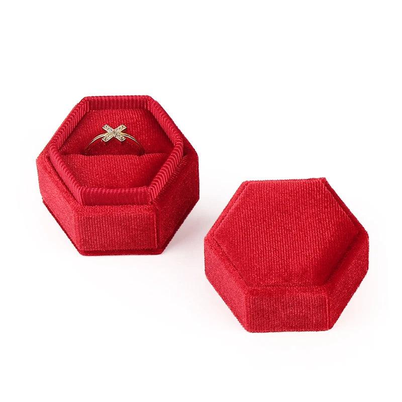 Velvet Jewelry Wedding Ring Box Organizer Packaging Case Display Rings